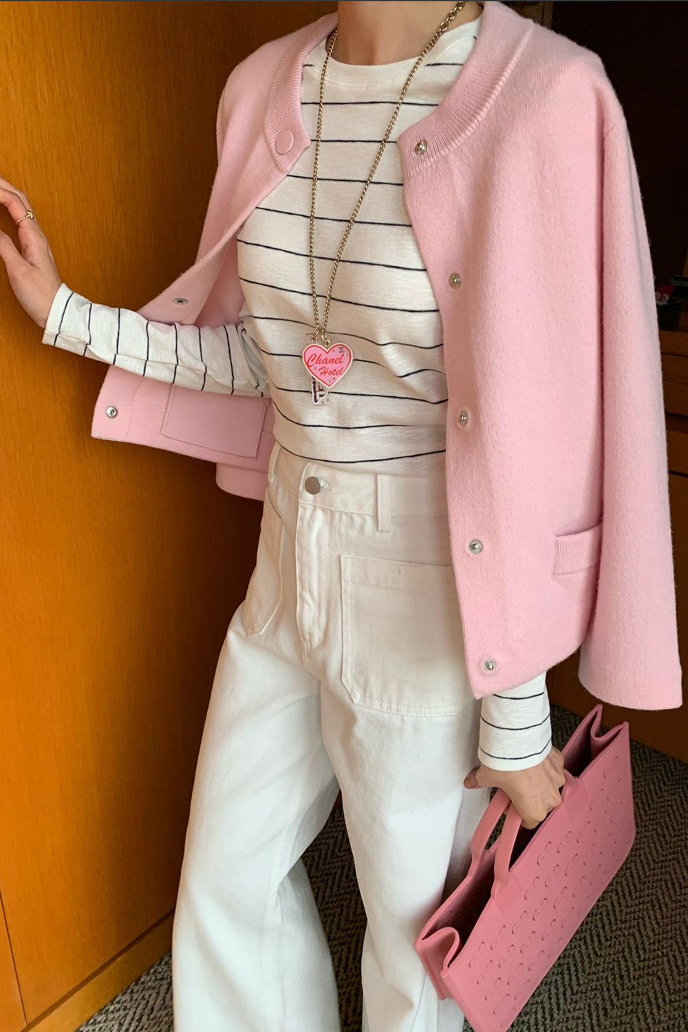 Round Neck Wool Knit Jacket