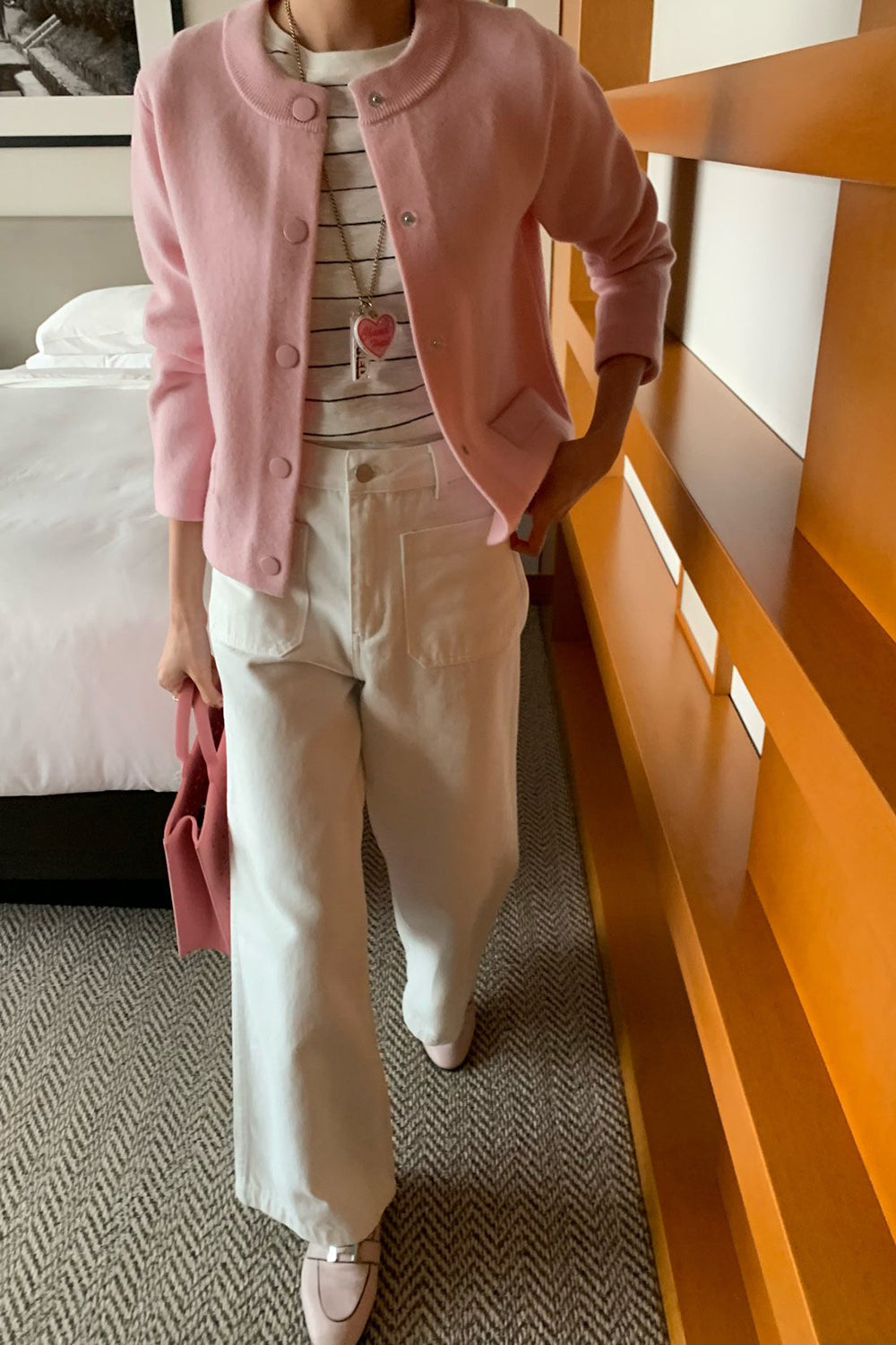 Round Neck Wool Knit Jacket