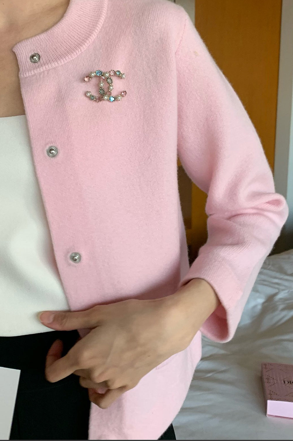 Round Neck Wool Knit Jacket