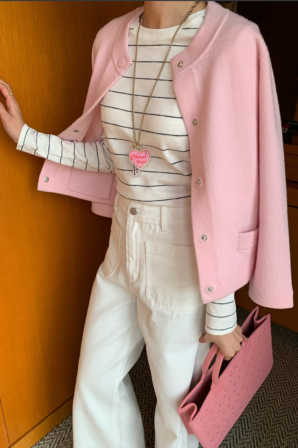 Round Neck Wool Knit Jacket