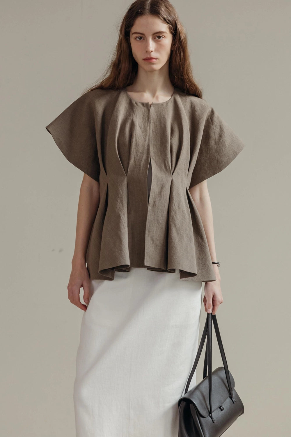 Pintuck Relaxed Fit Linen Vest