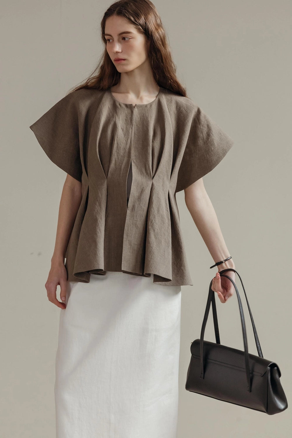 Pintuck Relaxed Fit Linen Vest