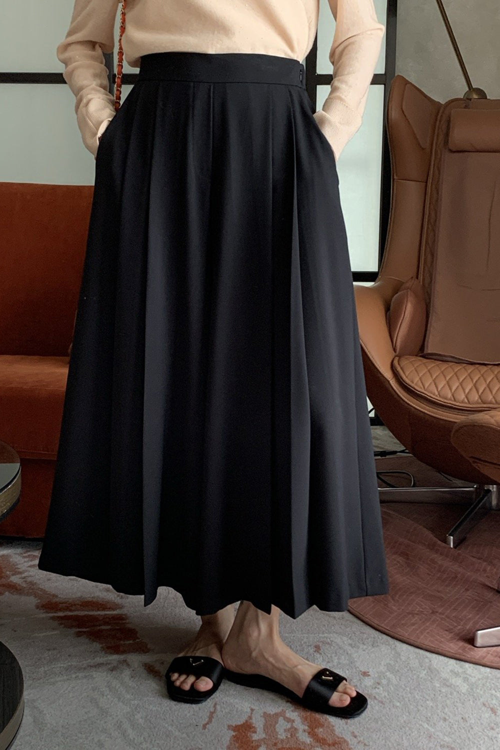 Pleated Wide Palazzo Pants