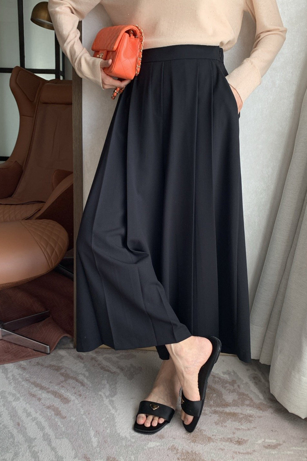 Pleated Wide Palazzo Pants
