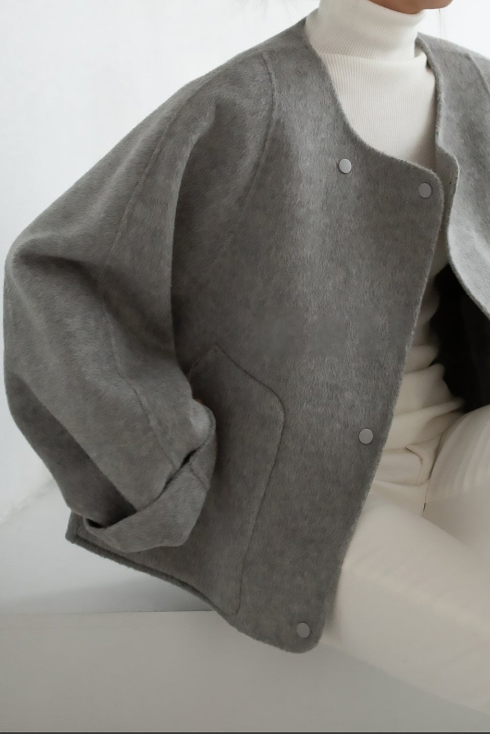 Snap Front Short Handmade Coat