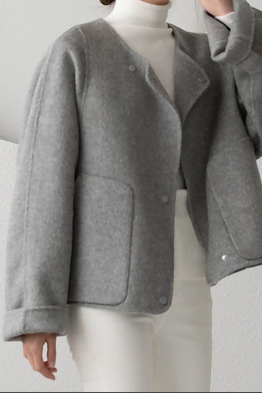 Snap Front Short Handmade Coat