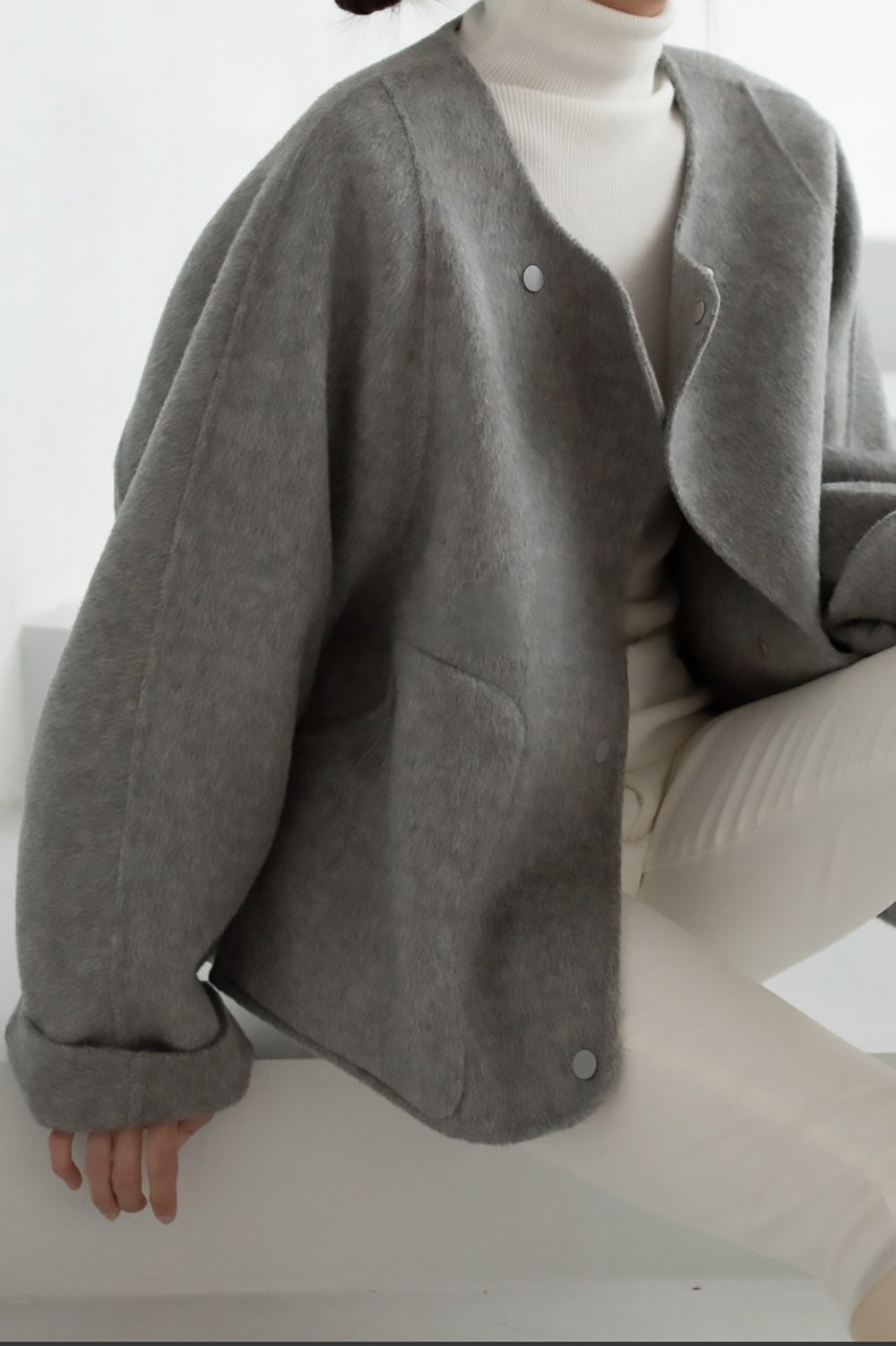 Snap Front Short Handmade Coat