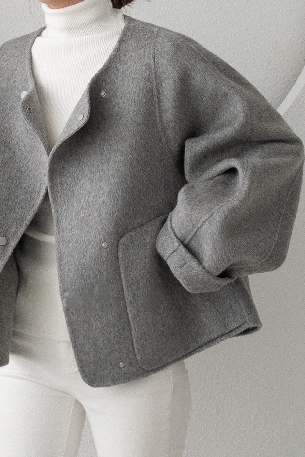 Snap Front Short Handmade Coat