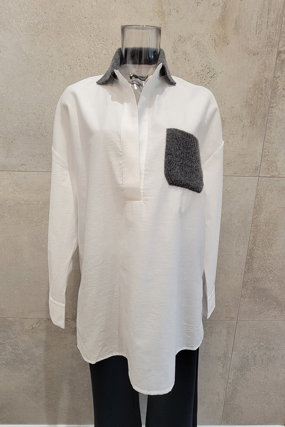 Sweater Detail Woven Shirt