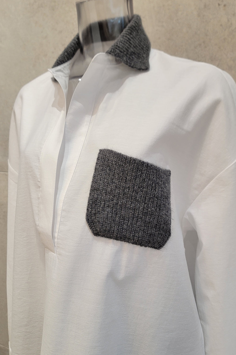 Sweater Detail Woven Shirt