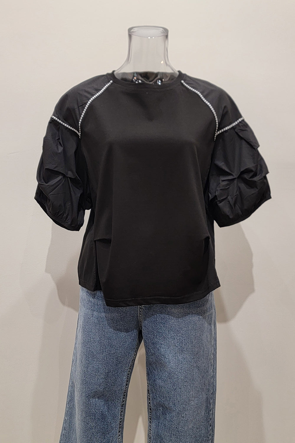 Topstitch Grid Line T-Shirt