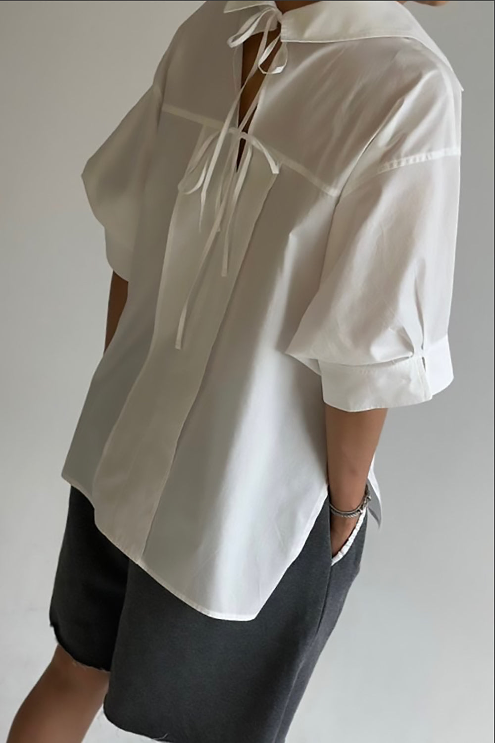 Tie Back Button-Up Blouse