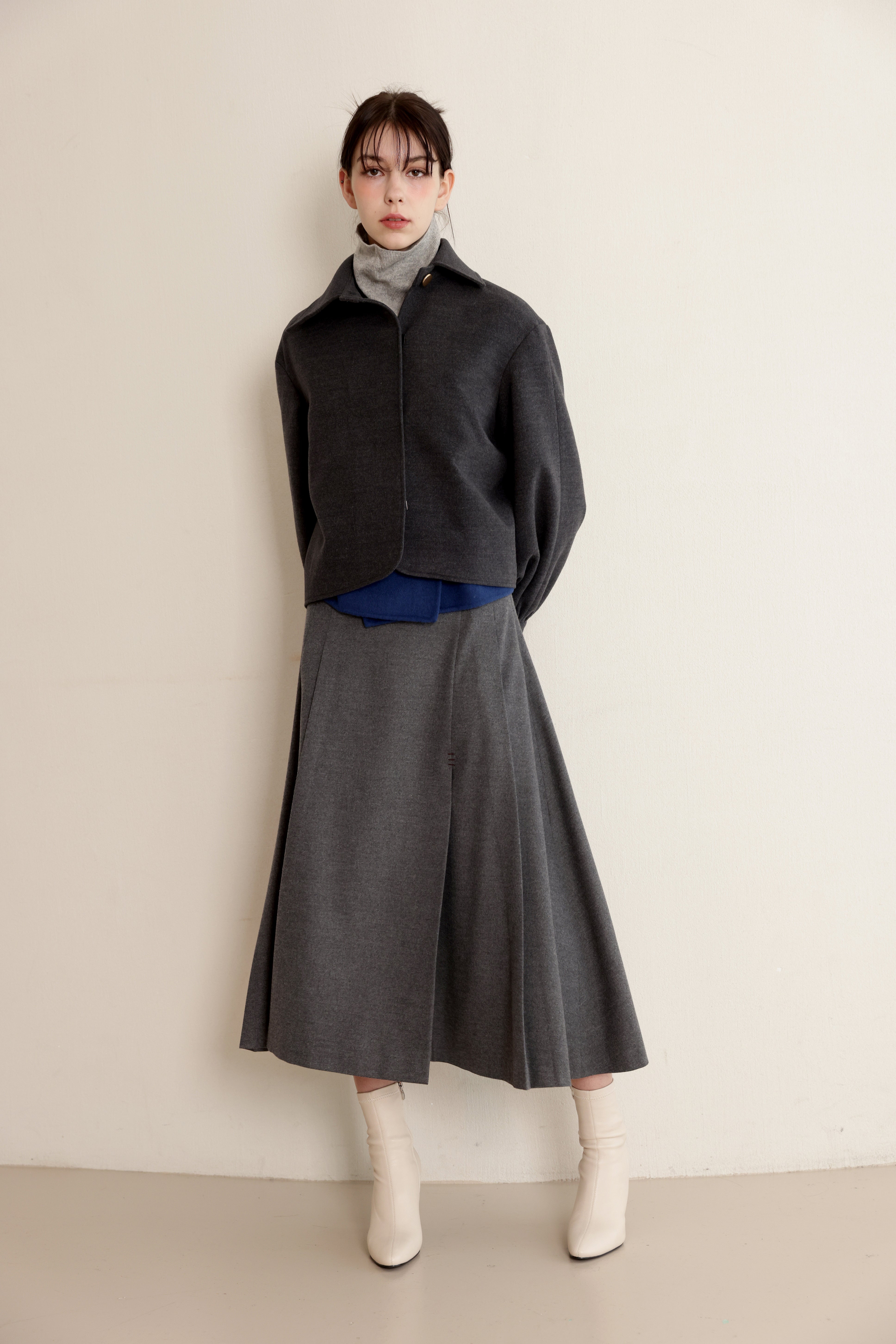 Wool Blend Pleated Skirt