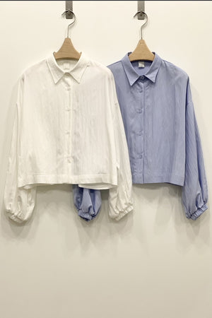 Elastic Shirred Sleeve Shirt
