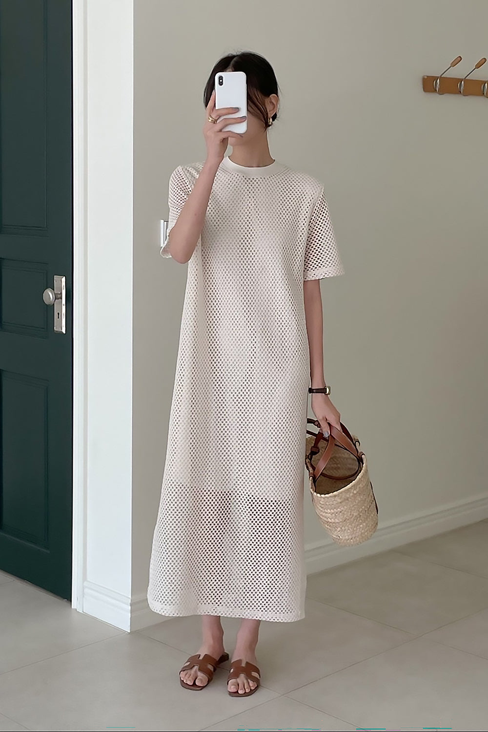 Perforated Overlay Dress