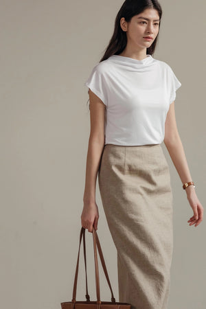 Lila Linen Midi Skirt