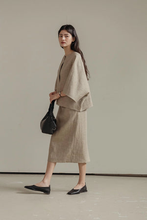 Lila Linen Midi Skirt