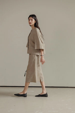 Lila Linen Midi Skirt