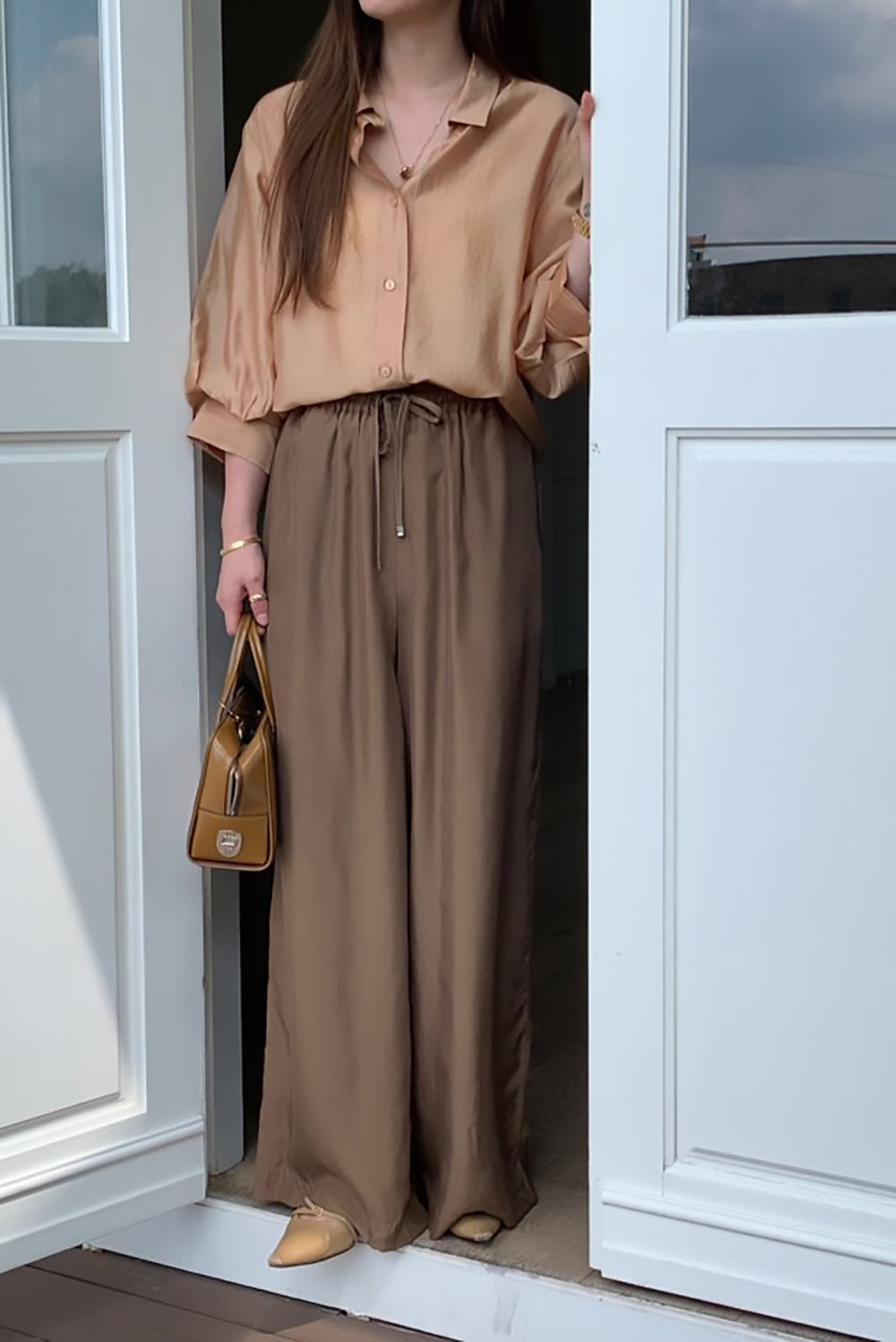 Blouson Sleeve Button-Up Shirt
