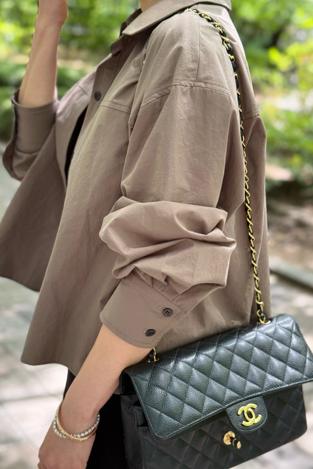 Box Pleat Button-Up Shirt