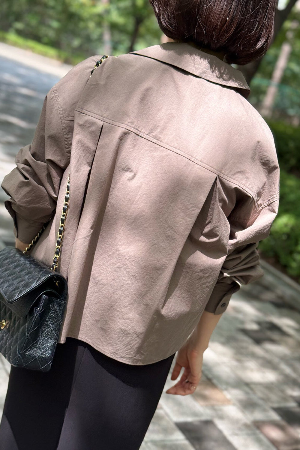 Box Pleat Button-Up Shirt
