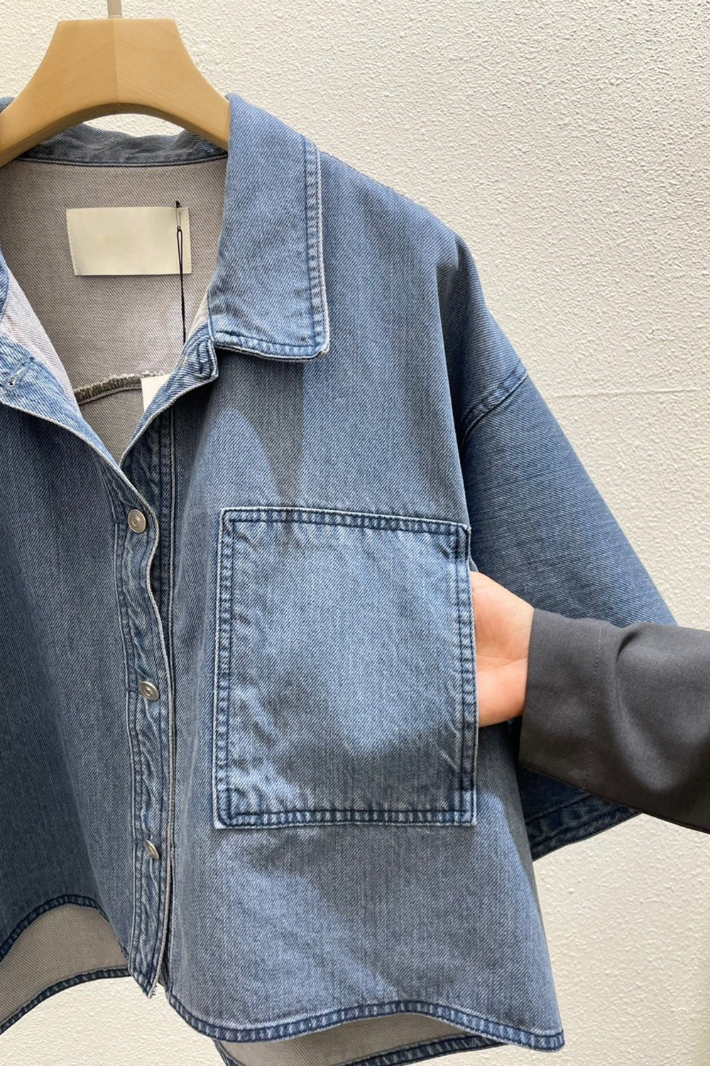 Cropped Short Sleeve Denim Jacket