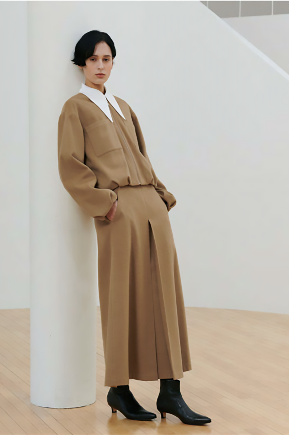 Lambswool Belted Pleat Skirt