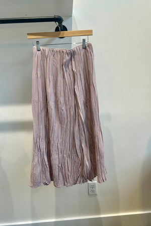 Pleated Linen Blend Midi Skirt