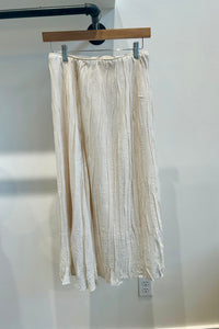 Pleated Linen Blend Midi Skirt