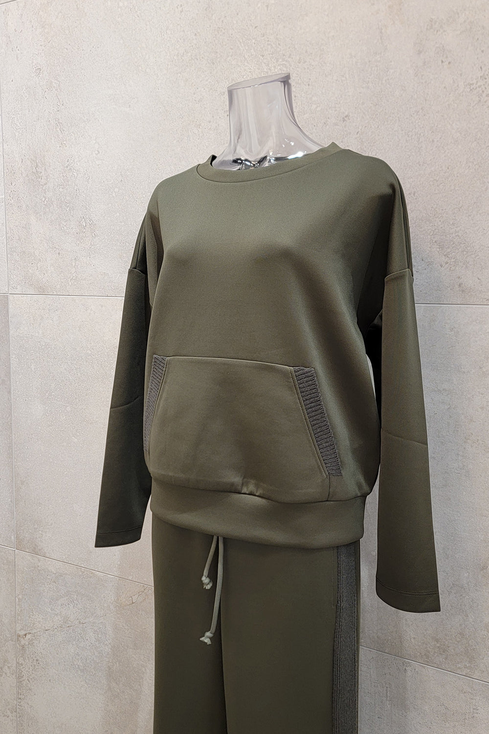 Ribbed Pocket Detail Sweatshirt