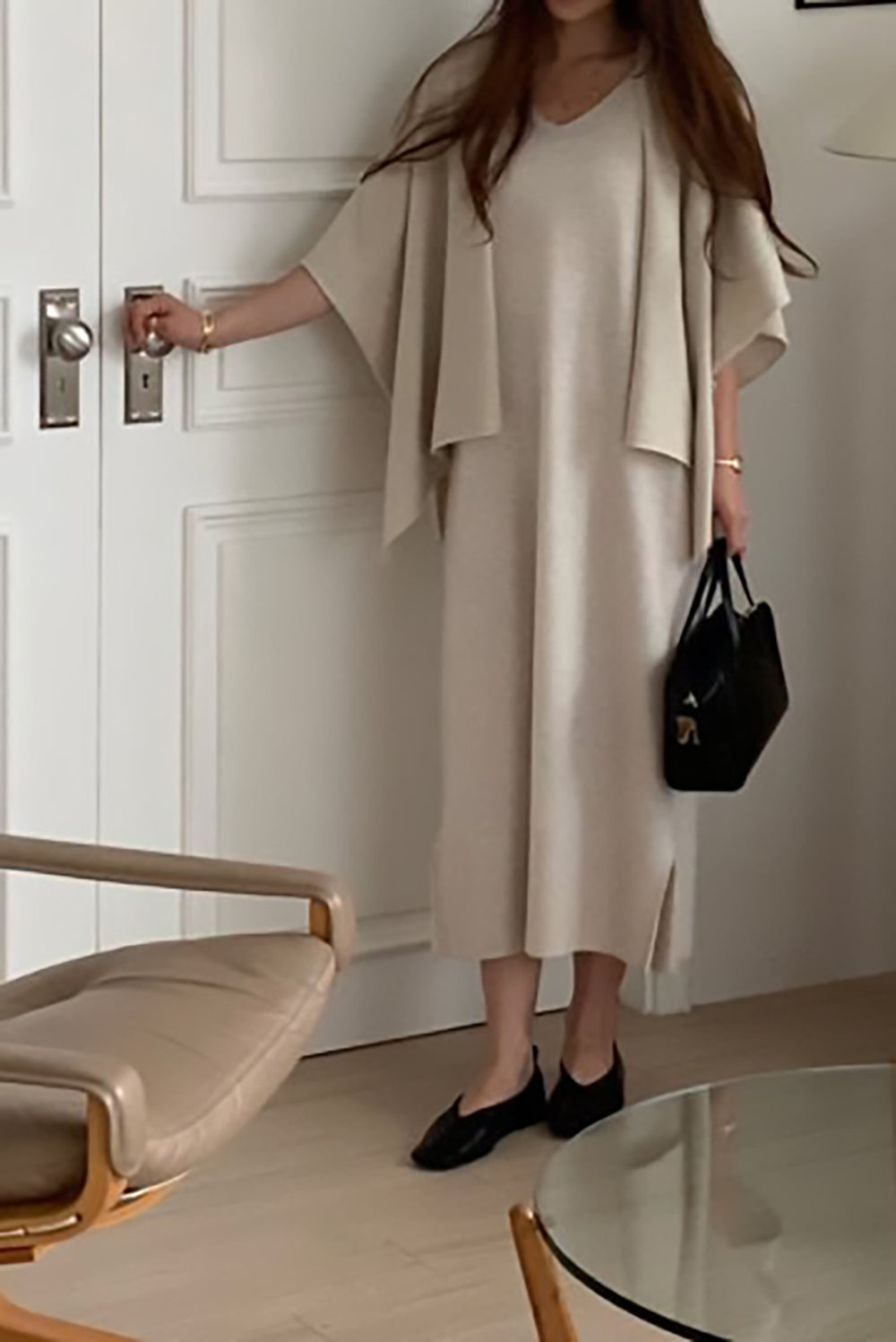 Wool Blend Open Front Cardigan