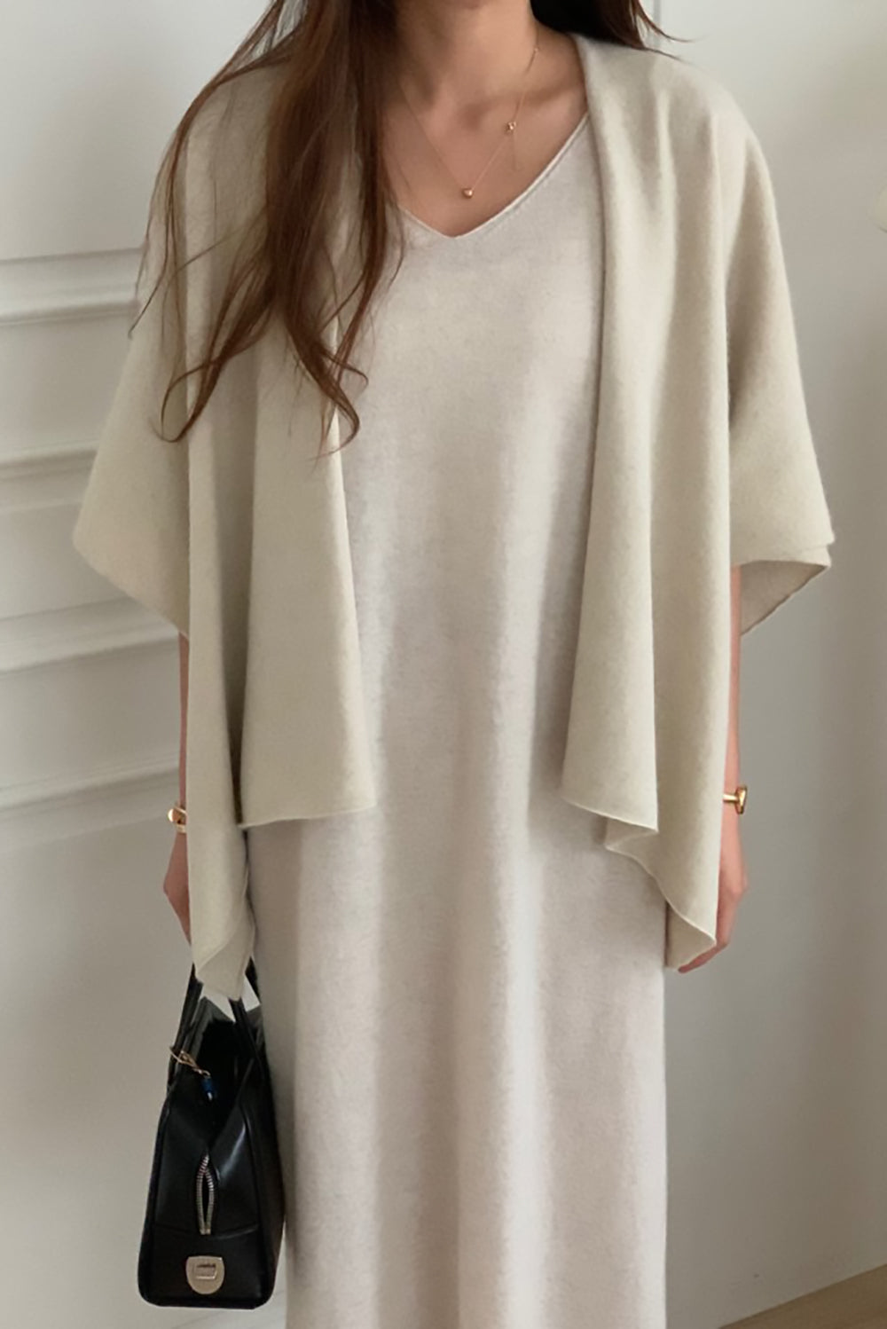 Wool Blend Open Front Cardigan