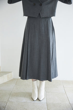 Wool Blend Pleated Skirt