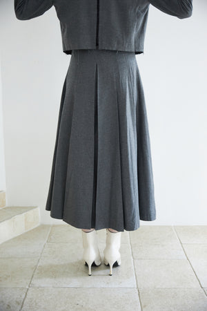 Wool Blend Pleated Skirt