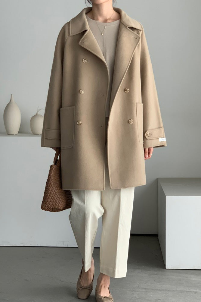 Double Breasted Midi Handmade Coat 