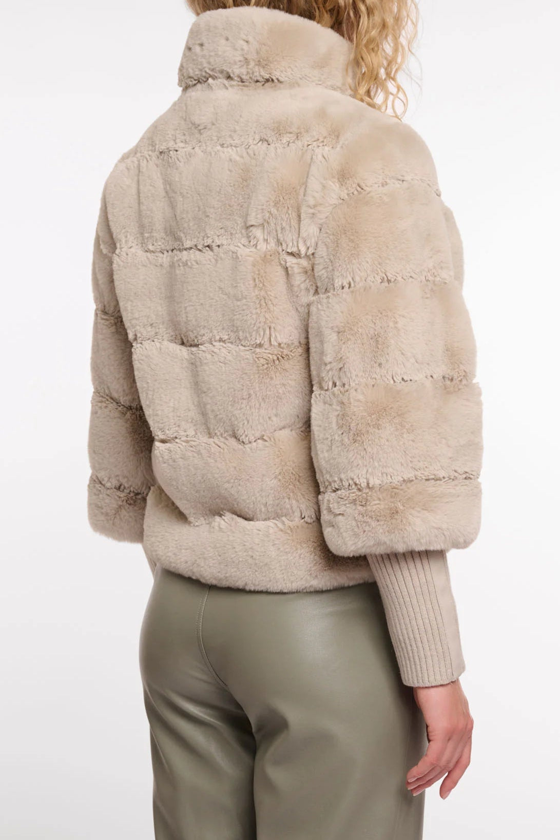 Knit Sleeved Faux Fur Coat