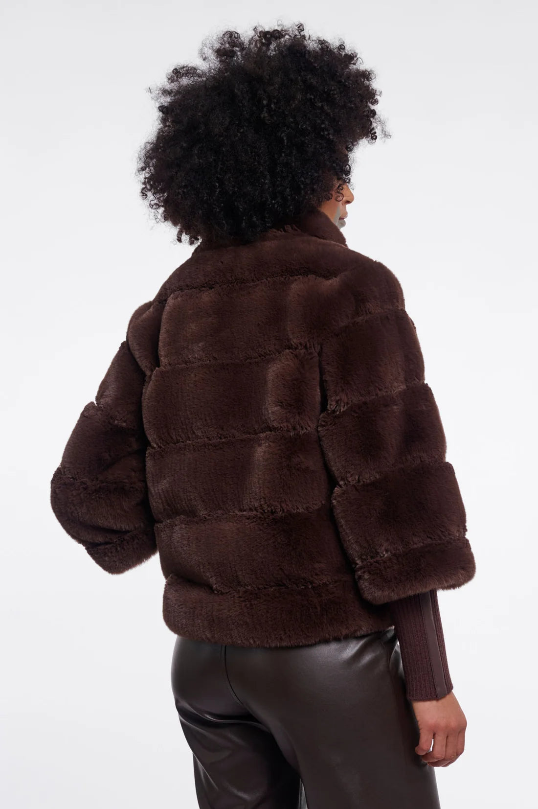 Knit Sleeved Faux Fur Coat