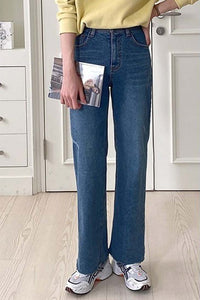 Fleece Lined Semi Wide Jeans