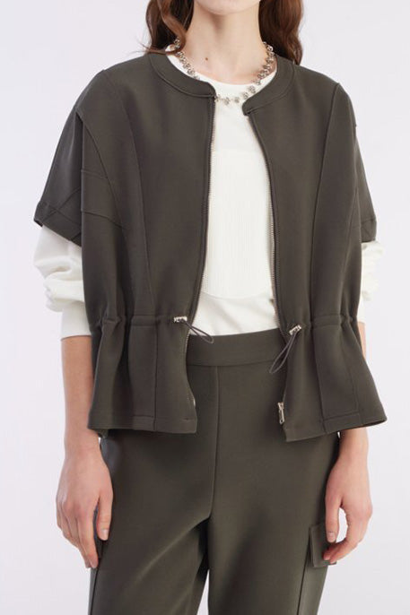 Front Zip Dolman Sleeveless Jacket
