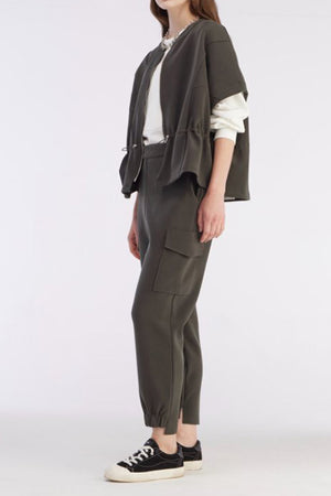 Front Zip Dolman Sleeveless Jacket