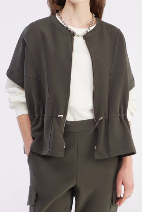 Front Zip Dolman Sleeveless Jacket