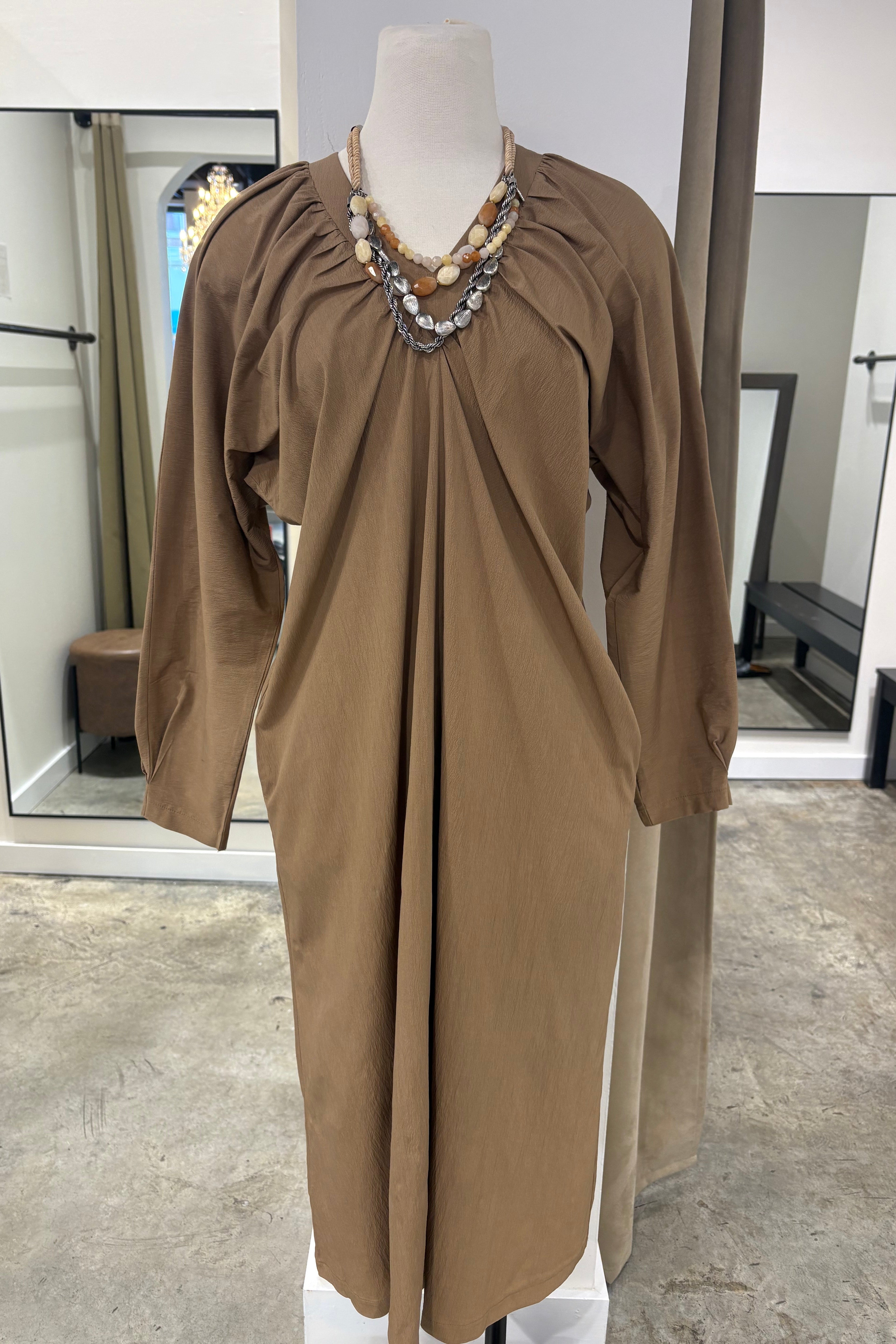 Dolman Long Sleeve Midi Dress