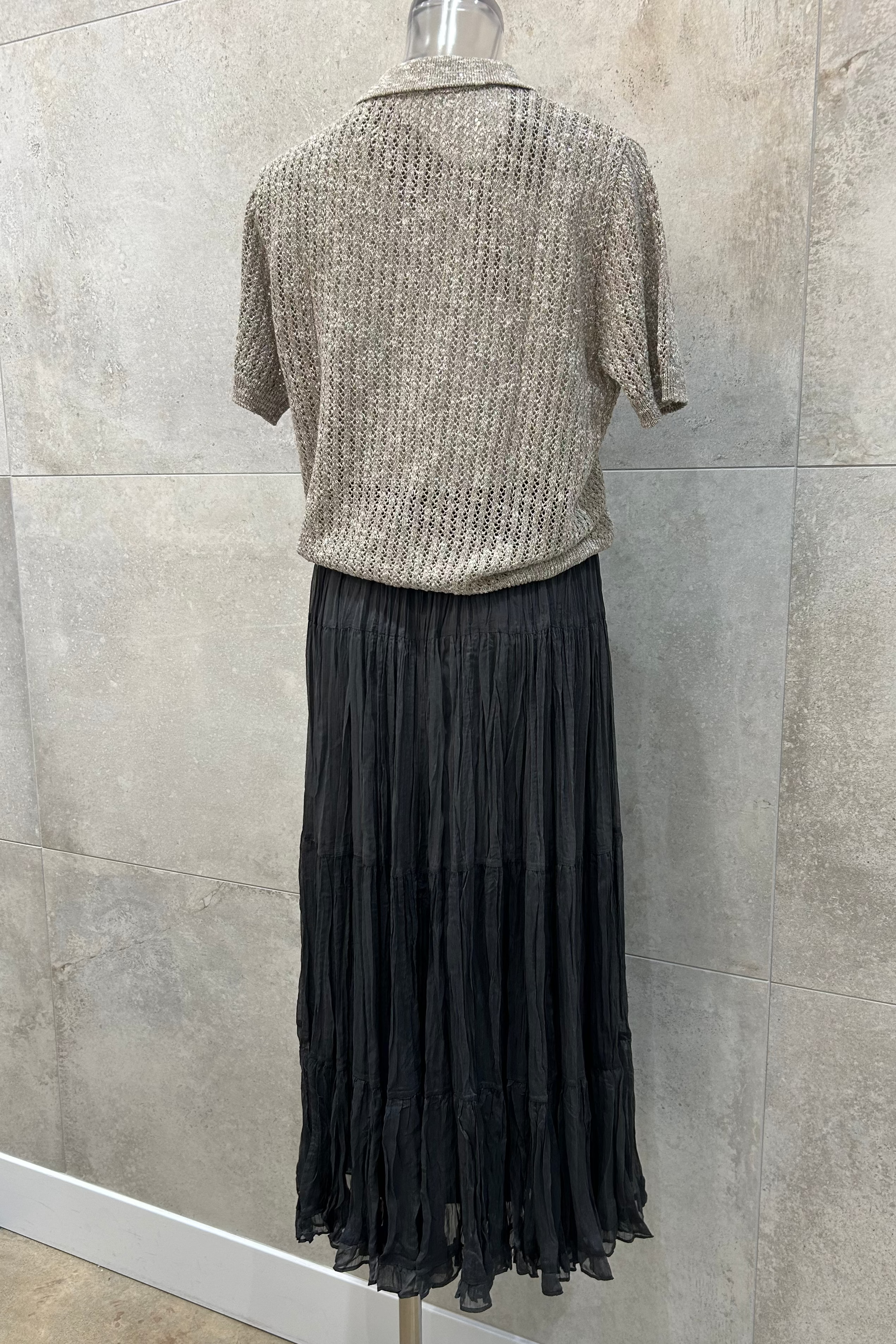 Crinkle Pull On Long Skirt