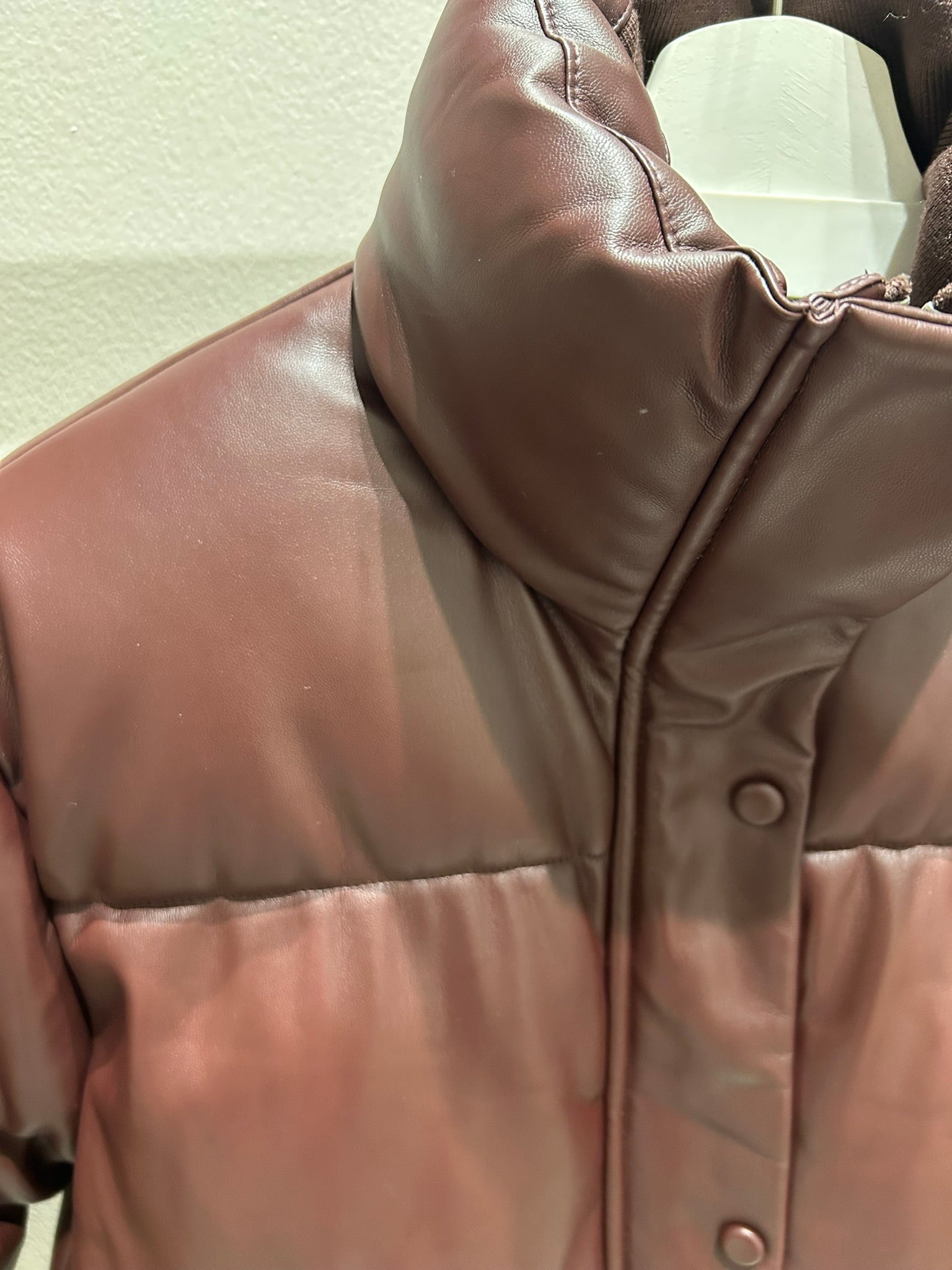 Faux Leather Puffer Coat