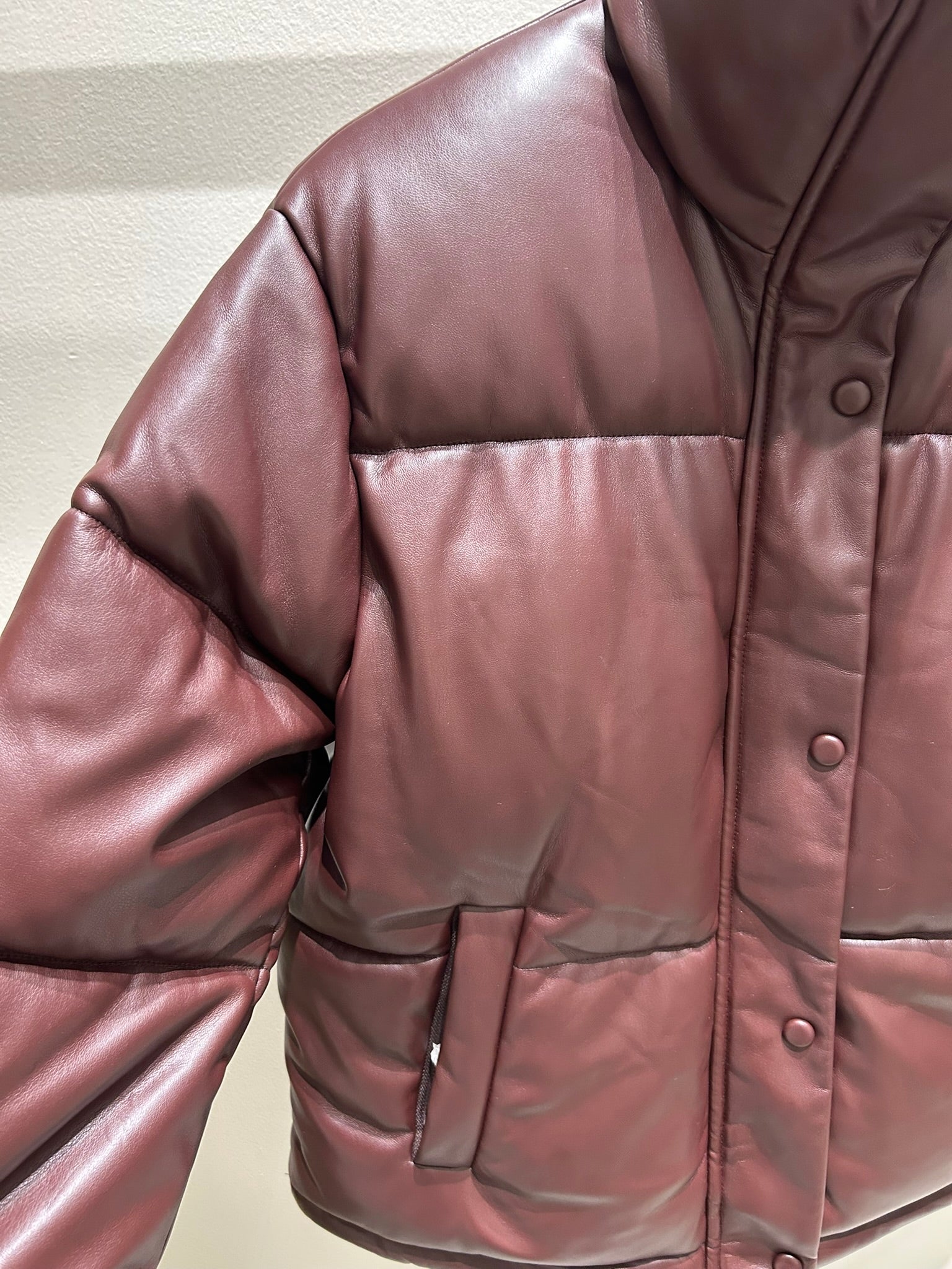 Faux Leather Puffer Coat
