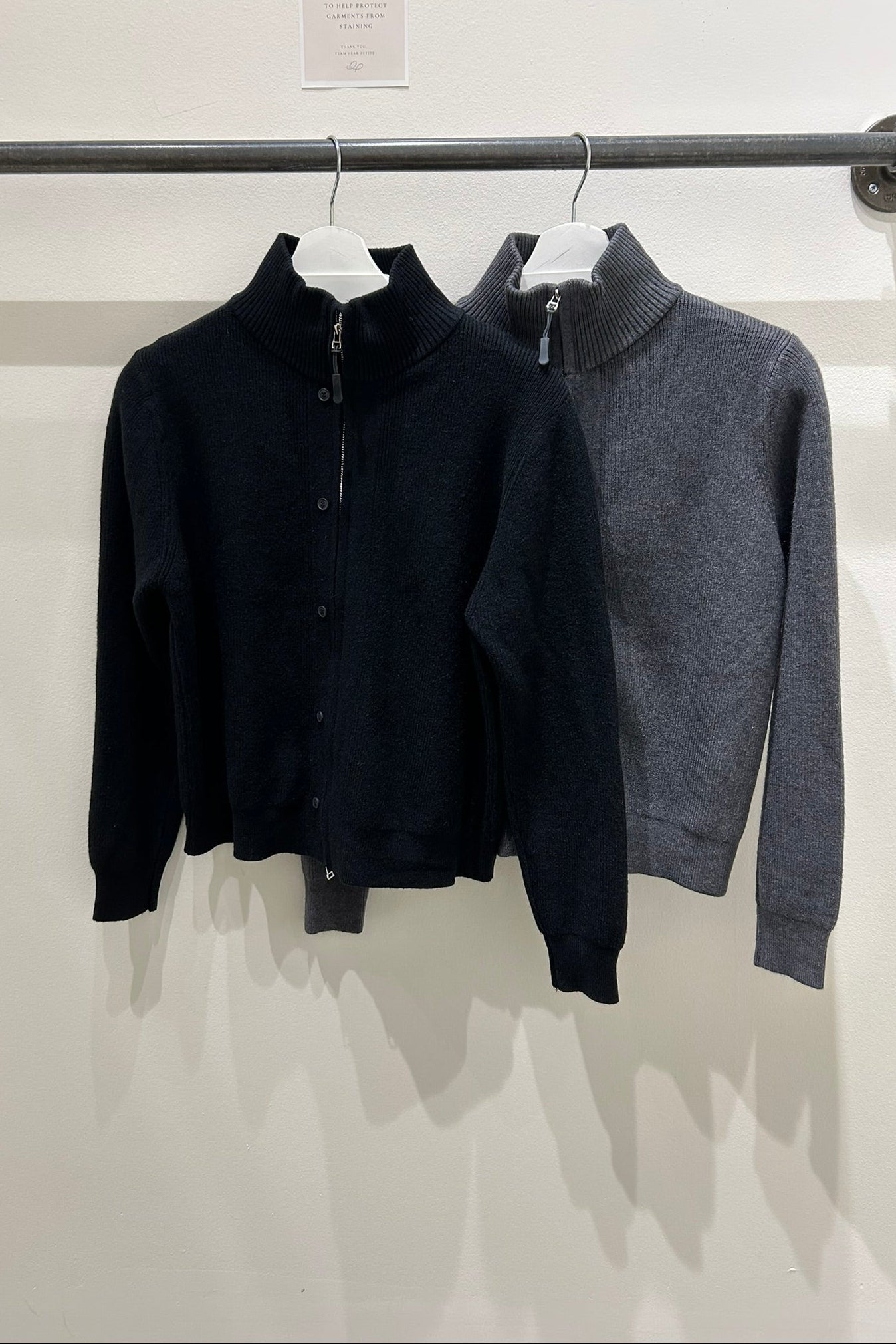 Button Detail Zip Up Cardigan