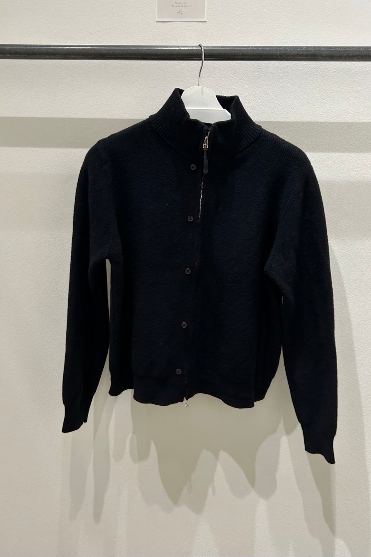 Button Detail Zip Up Cardigan