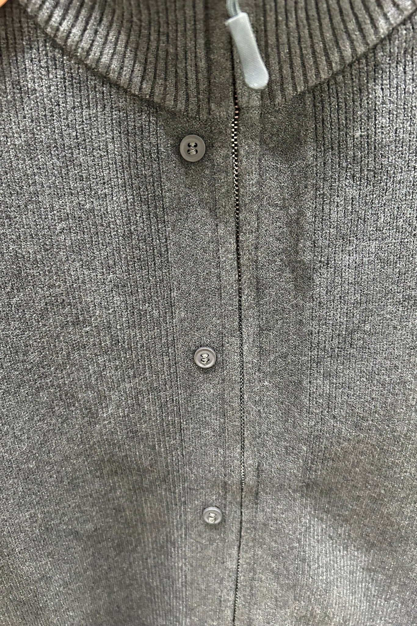 Button Detail Zip Up Cardigan