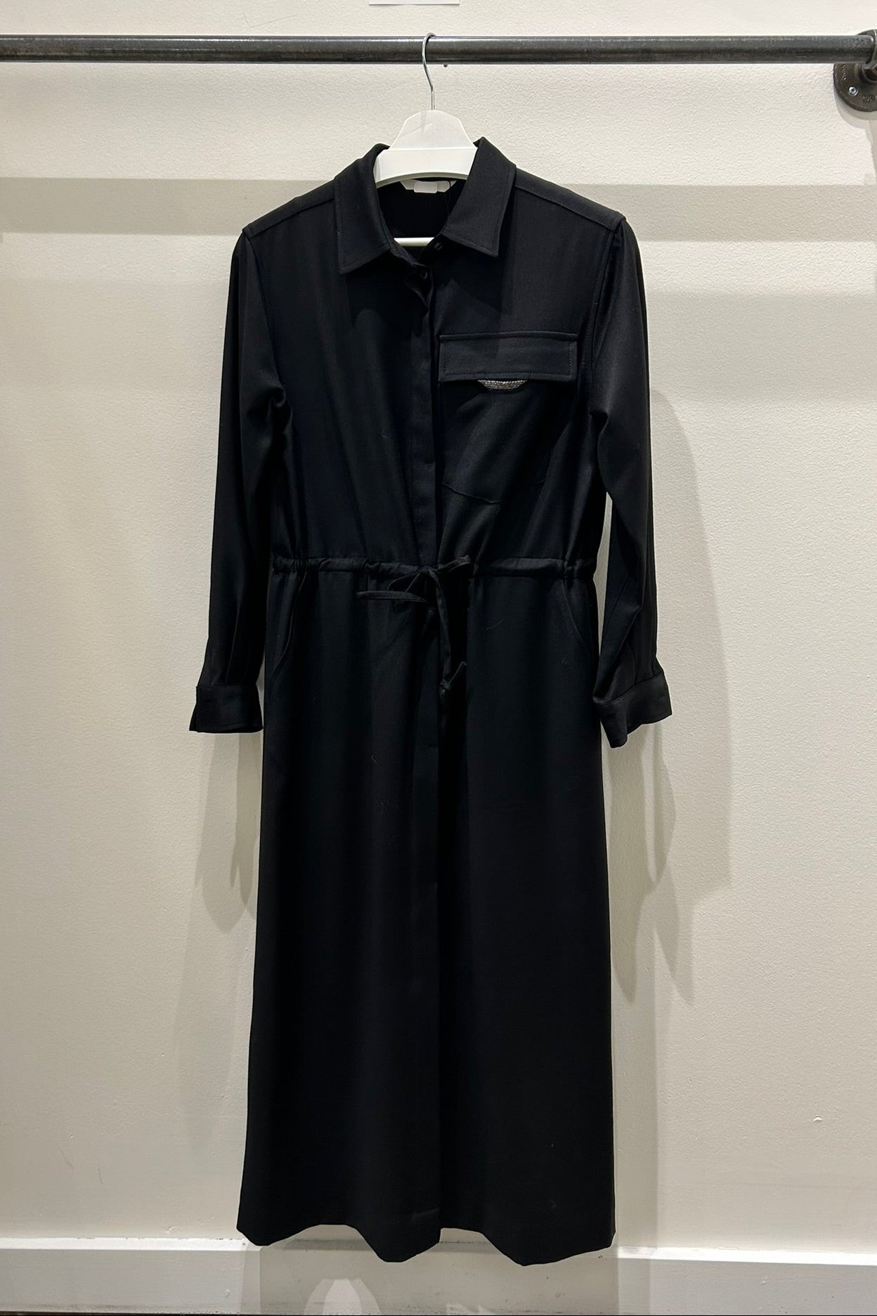 Metal Point Pocket Shirt Dress
