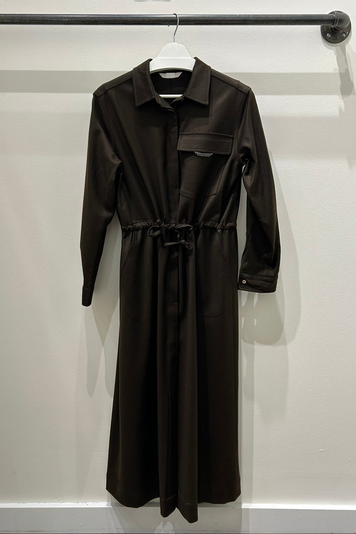 Metal Point Pocket Shirt Dress